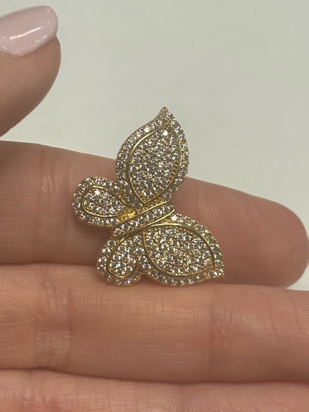 Suzy Levian Sample Yellow Sterling Silver White CZ Butterfly Brooch Pin NWT